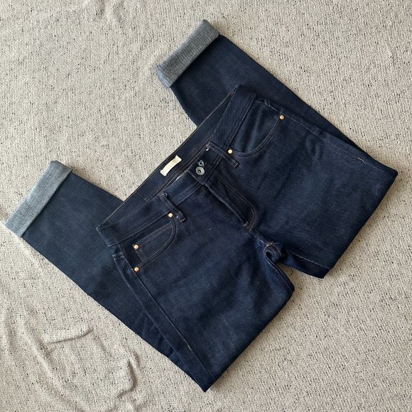 Unbranded Brand 21oz Indigo Selvedge Denim 34 Waist Navy Men Tight Fit - Picture 1 of 4